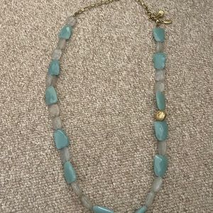 Turquoise & clear gemstone necklace w/ gold chain